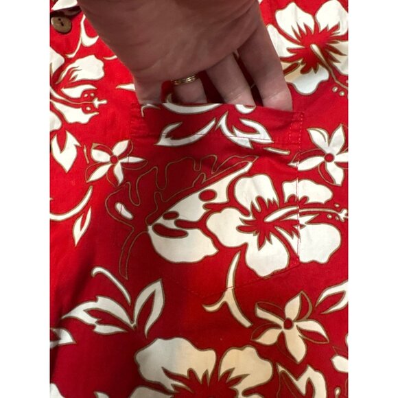 Vintage Red Hawaiian Shirt 2XL By Hilo Hattie With White Floral Print & Button F - Picture 2 of 9